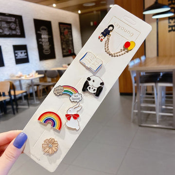 Anti-glare Buckle Brooch Alloy Lapel Cartoon Pins Set Neckline Pin Fixed Clothes Decorative Buckle Pin Accessories Gifts Friends daiiibabyyy